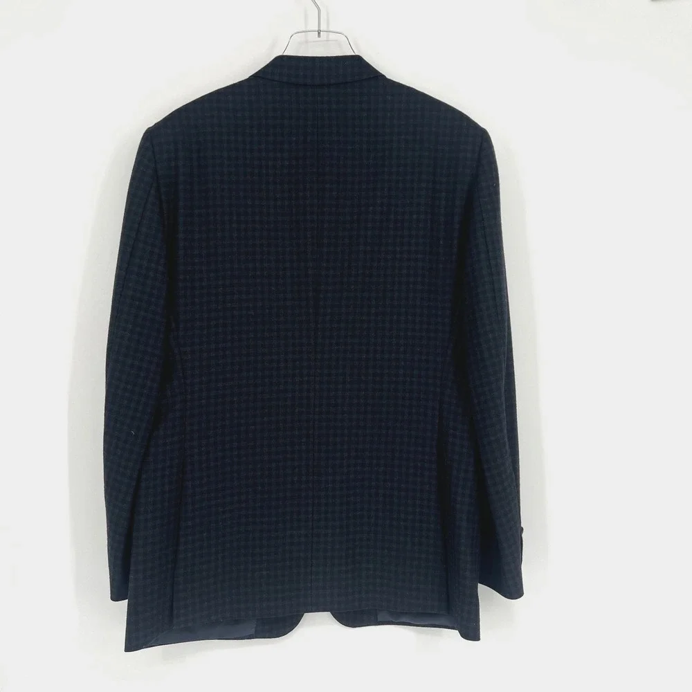 Z Zegna Blazer Mens 52R Wool‎ Plaid Drop 7 Blue Preppy Classic Designer